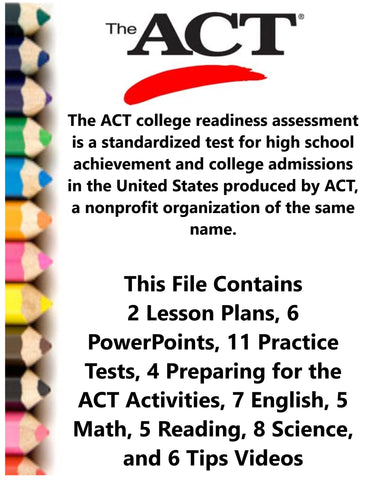 ACT Prep College Entrance Exam Teacher Supplemental Resources Fun Engaging JAMsCraftCloset