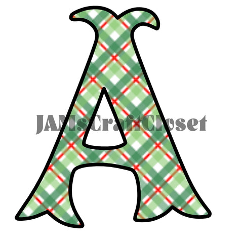 ALPHABET SET Digital Graphic Design Typography Clipart SVG-PNG Sublimation RED WHITE GREEN PLAID 2 Design Holiday Christmas Download Crafters Delight - JAMsCraftCloset