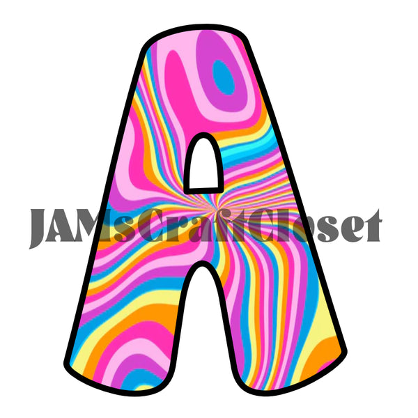 ALPHABET SET Digital Graphic Design Typography Clipart SVG-PNG Sublimation PSYCHEDELIC 3 Design Download Crafters Delight - JAMsCraftCloset