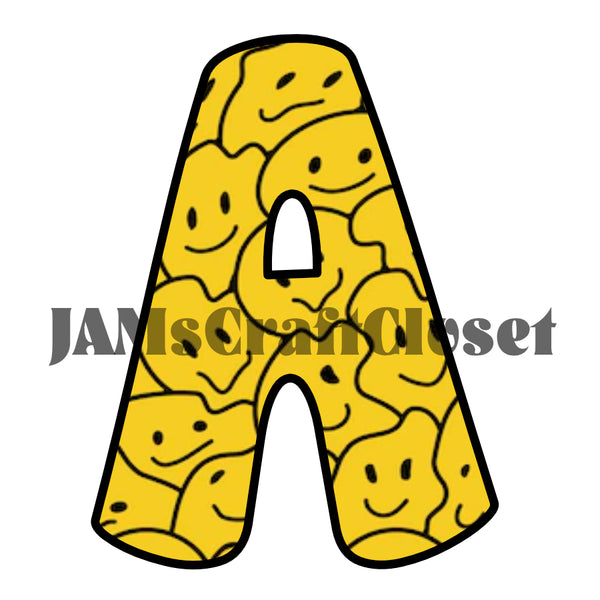 ALPHABET SET Digital Graphic Design Typography Clipart SVG-PNG Sublimation SMILEY FACE Design Download Crafters Delight - JAMsCraftCloset