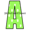 ALPHABET SET Digital Graphic Design Typography Clipart SVG-PNG Sublimation WHITE DOTS LIME GREEN BACKGROUND Design Download Crafters Delight - JAMsCraftCloset