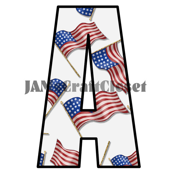 ALPHABET SET Digital Graphic Design Typography Clipart SVG-PNG Sublimation USA FLAGS Patriotic Design Download Crafters Delight - JAMsCraftCloset