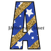 ALPHABET SET Digital Graphic Design Typography Clipart SVG-PNG Sublimation WHITE STARS BLUE BG GOLD BLING Patriotic Design Download Crafters Delight - JAMsCraftCloset