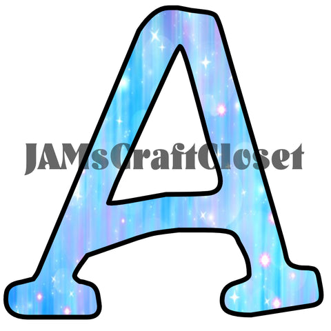 ALPHABET SET Digital Graphic Design Typography Clipart SVG-PNG Sublimation BLUE PURPLE SPARKLES Design Download Crafters Delight - JAMsCraftCloset