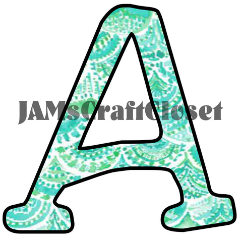 ALPHABET SET Digital Graphic Design Typography Clipart SVG-PNG Sublimation Aqua Teal Pattern Design Download Crafters Delight  - JAMsCraftCloset