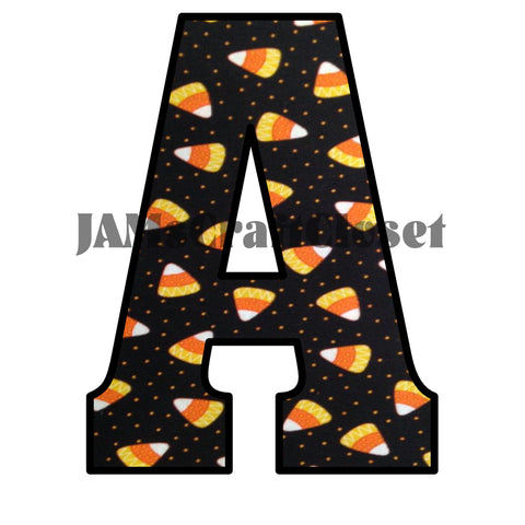 ALPHABET SET Digital Graphic Design Typography Clipart SVG-PNG Sublimation CANDY CORN BLACK BACKGROUND Design Holiday Halloween Download Crafters Delight - JAMsCraftCloset