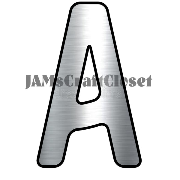 ALPHABET SET Digital Graphic Design Typography Clipart SVG-PNG Sublimation BRUSHED METAL METALIC Industrial Design Download Crafters Delight - JAMsCraftCloset