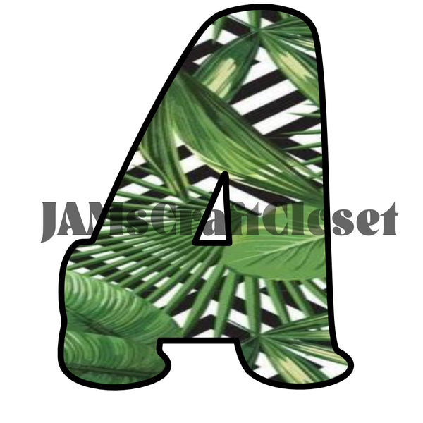 ALPHABET SET Digital Graphic Design Typography Clipart SVG-PNG Sublimation JUNGLE LEAVES Design Download Crafters Delight - JAMsCraftCloset