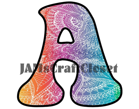 ALPHABET SET Digital Graphic Design Typography Clipart SVG-PNG Sublimation RAINBOW PATTERNED Design Download Crafters Delight - JAMsCraftCloset