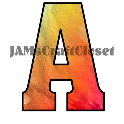 ALPHABET SET Digital Graphic Design Typography Clipart SVG-PNG Sublimation RED ORANGE YELLOW FOG Design Download Crafters Delight - JAMsCraftCloset