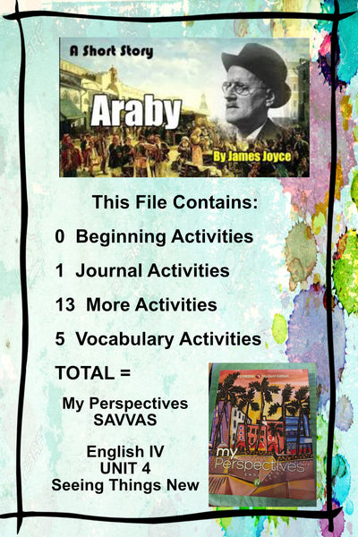 My Perspectives English IV UNIT 4 ARABY By James Joyce Teacher Supplemental Resources - JAMsCraftCloset