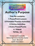 Author's Purpose PowerPoint Digital Lesson Teacher Resource With Suppl ...