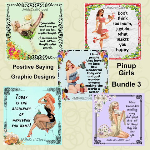 BUNDLE PINUP GIRLS 3 Graphic Design Downloads SVG PNG JPEG Files Crafters Delight - JAMsCraftCloset