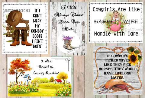 BUNDLE COWBOYS AND COWGIRLS 1 Graphic Design Downloads SVG PNG JPEG Files Sublimation Design Crafters Delight Country Decor - JAMsCraftCloset