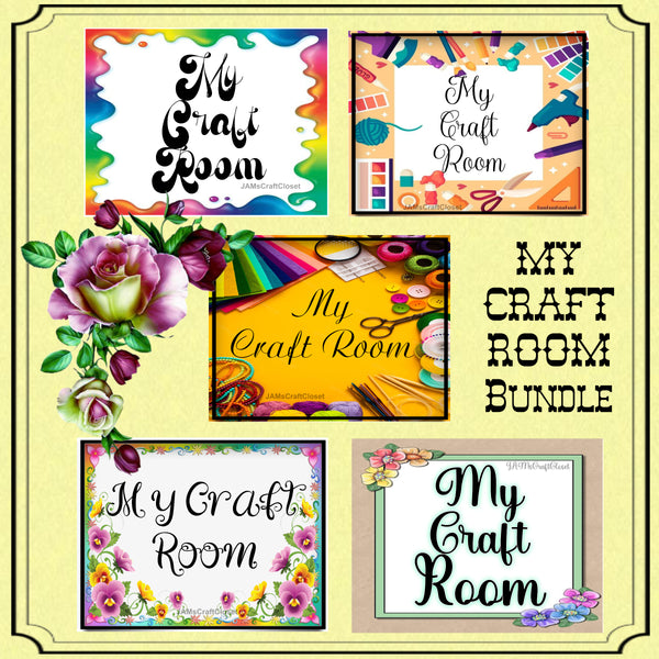 BUNDLE MY CRAFT ROOM SIGNS Digital Graphic Design Crafters Wall Art Downloads SVG PNG JPEG Files Sublimation Design Crafters Delight Home Decor - DIGITAL GRAPHIC DESIGNS - JAMsCraftCloset