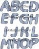 ALPHABET SET Digital Graphic Design Typography Clipart SVG-PNG Sublimation BLUE WHITE STRIPED Design Download Crafters Delight - JAMsCraftCloset