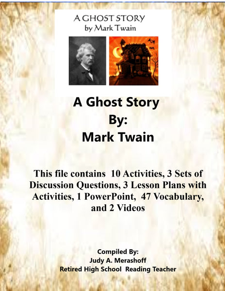 A Ghost Story By Mark Twain Teacher Supplemental Resources Fun Engaging JAMsCraftCloset