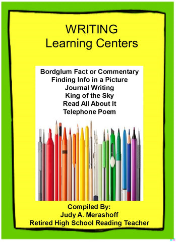 Writing Learning Centers Teacher Supplemental Resources Fun and Engaging JAMsCraftCloset