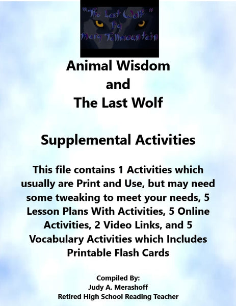 Florida Collections 6th Grade Collection 2 Animal Wisdom and The Last Wolf Supplemental Activities JAMsCraftCloset