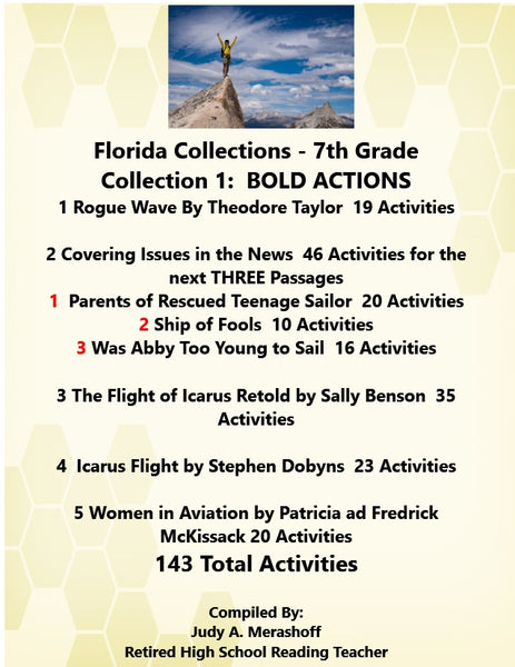 Florida Collections 7th Grade Collection 1 BOLD ACTIONS 7 Passages Supplemental Activities JAMsCraftCloset