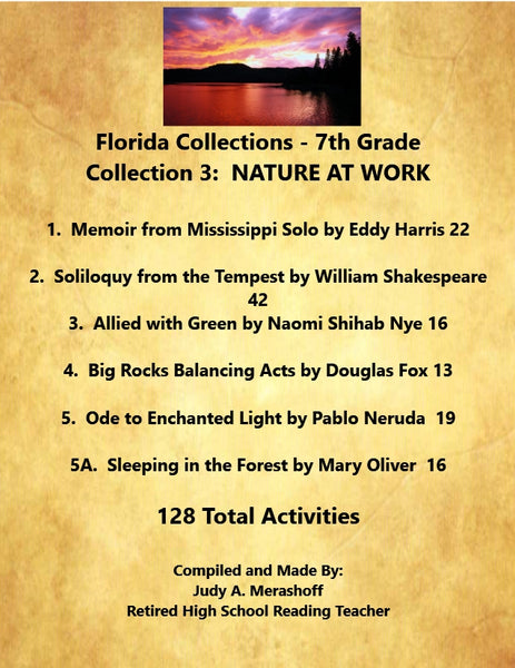 Florida Collections 7th Grade Collection 3 NATURE AT WORK Supplemental Activities JAMsCraftCloset