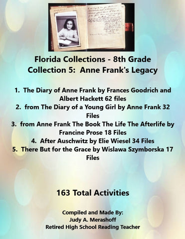 Florida Collections 8th Grade Collection 5 ANNE FRANKS LEGANCY 5 Passages Supplemental Activities JAMsCraftCloset