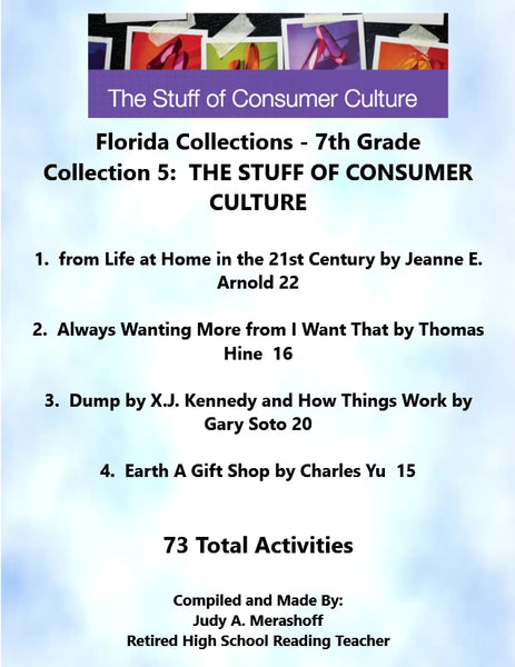 Florida Collections 7th Grade Collection 5 The Stuff of Consumer Culture Supplemental Activities JAMsCraftCloset