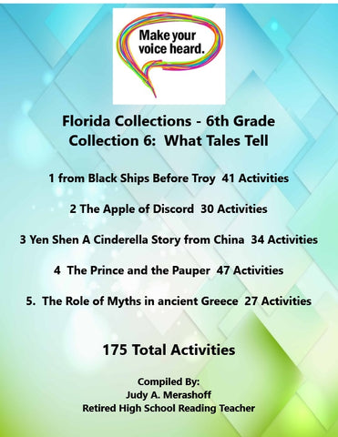 Florida Collections 6th Grade Collection 6 WHAT TALES TELL Supplemental Activities 5 Passages JAMsCraftCloset