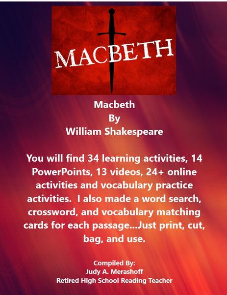 Macbeth from HMH 10th Grade Collection 5 - JAMsCraftCloset