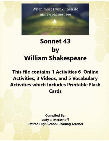 Sonnet 43 by William Shakespeare from Florida Collections 7th Grade Collection 2 JAMsCraftCloset