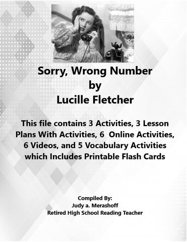 Sorry Wrong Number by Lucille Fletcher from Florida Collections 7th Grade JAMsCraftcloset