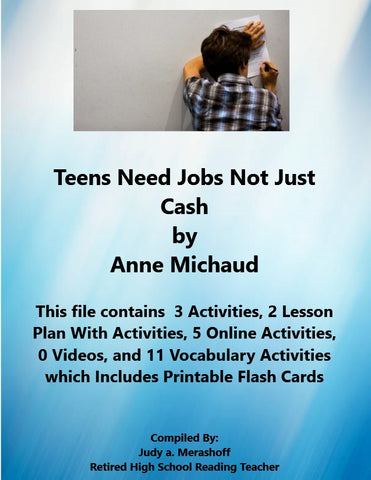 Florida Collection 8th Grade Collection 6 Teens Need Jobs, Not Just Cash Supplemental Activities JAMsCraftCloset