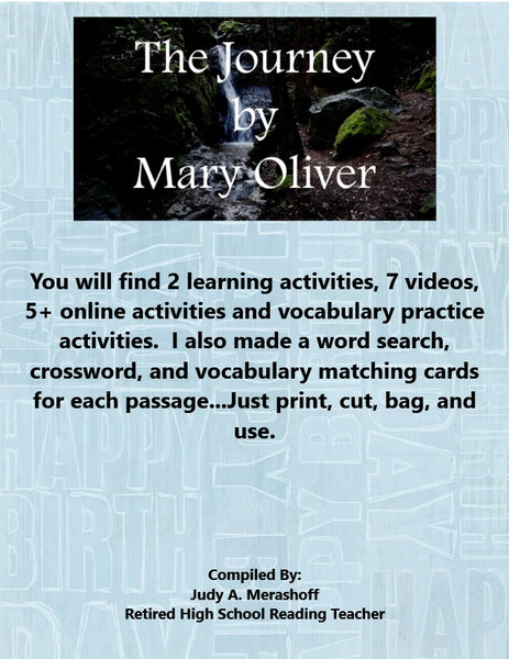 The Journey by Mary Oliver from HMH 9th Grade Textbook Collection 6 Supplemental Activities JAMsCraftCloset