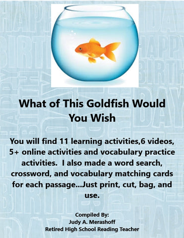 What of This Goldfish Do You Wish from HMH 10th Grade Textbook Collection 1 {{ JAMsCraftCloset }}