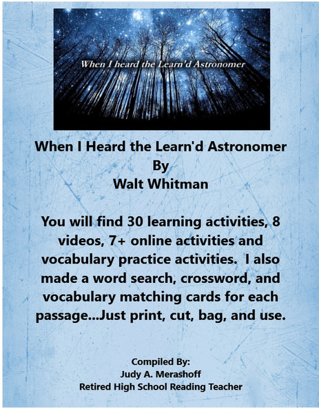 When I Heard the Learn'd Astronomer from HMH 10th Grade Textbook Collection 2 JAMsCraftCloset