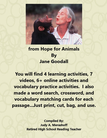 from Hope for Animals from HMH 10th Grade Textbook Collection 2 {{ JAMsCraftCloset }}