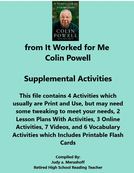 Florida Collections 6th Grade Collection 5 IT WORKED FOR ME COLIN POWELL Supplemental Activities JAMsCraftCloset