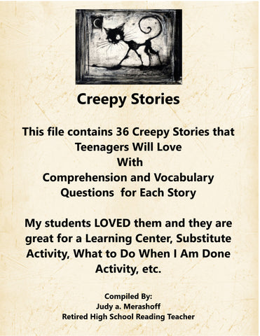 Creepy Stories that Teenagers Will Love Comprehension Questions Fun and Engaging JAMsCraftCloset