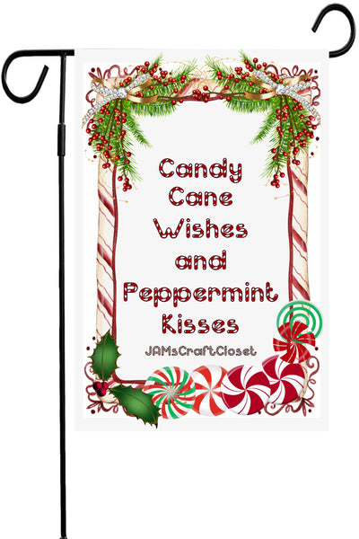 Garden Flag Digital Design Sublimation Graphic SVG-PNG-JPEG Download CANDY CANE WISHES Christmas Holiday Crafters Delight - JAMsCraftCloset