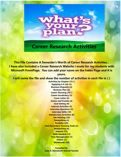 Career Research Teacher Supplemental Resources Fun Engaging JAMsCraftCloset