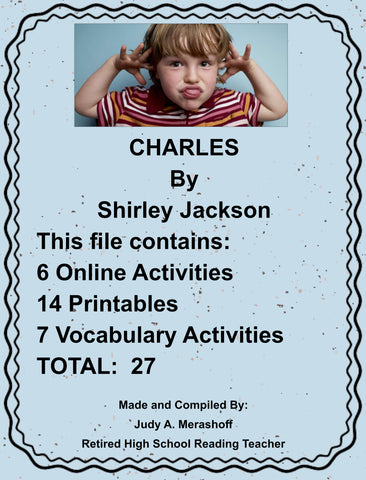 CHARLES by Shirley Jackson Digital Lesson Teacher Resource With Supplemental Activities HAPPY TEACHING - Digital Download - JAMsCraftCloset