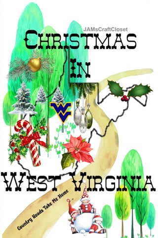 Garden Flag Digital Design Sublimation Graphic SVG-PNG-JPEG Download CHRISTMAS IN WEST VIRGINIA Christmas Holiday Crafters Delight - JAMsCraftCloset