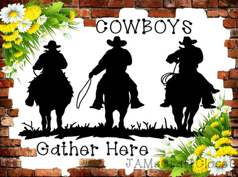 COWBOY GATHER HERE - DIGITAL GRAPHICS  My digital SVG, PNG and JPEG Graphic downloads for the creative crafter are graphic files for those that use the Sublimation or Waterslide techniques - JAMsCraftCloset