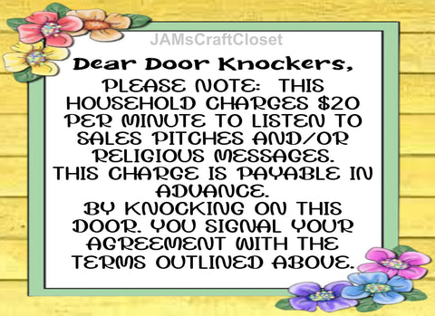 Digital Graphic Design SIGN SVG-PNG-JPEG Download Sublimation Design Porch Patio Door Decor DEAR DOOR KNOCKERS SIGN 2 Crafters Delight - DIGITAL GRAPHICS - JAMsCraftCloset