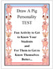 Draw A Pig Personality Test - Analyzing Activity Teacher Supplemental Resource JAMsCraftCloset