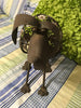 Metal Dog Art Handmade Wrought Iron With Flower Accents and Wagging Tail Vintage Home Decor