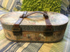 Box Vintage Oval Cardboard Pinch Studio With Latch and Imitation Leather Straps and Handle - JAMsCraftCloset