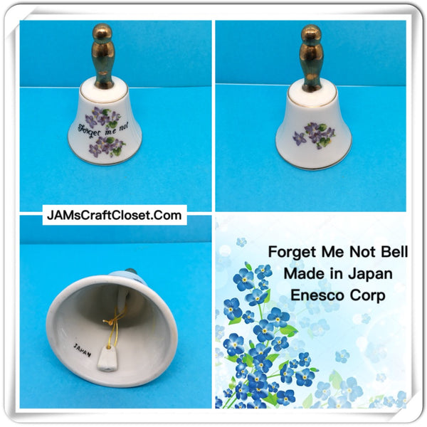 Bell Forget me Not Ceramic Made in Japan ENESCO CORP Collectible - JAMsCraftCloset