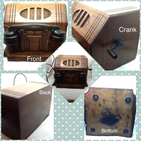 Vintage Extremely Rare Western Electric Oak Crank Desk Top Ringer Phone {{ JAMsCraftCloset }}
