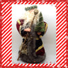 Santa Vintage Burgundy, Green, and Gold Standing 12 Inches Tall With Staff and Christmas Tree JAMsCraftCloset